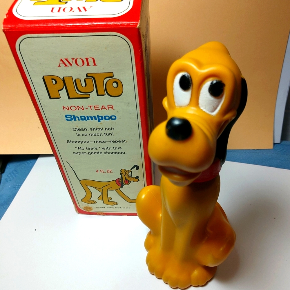 Disney PLUTO Decanter Non-Tear Shampoo With Shampoo & BOX Vintage Avon 1970's